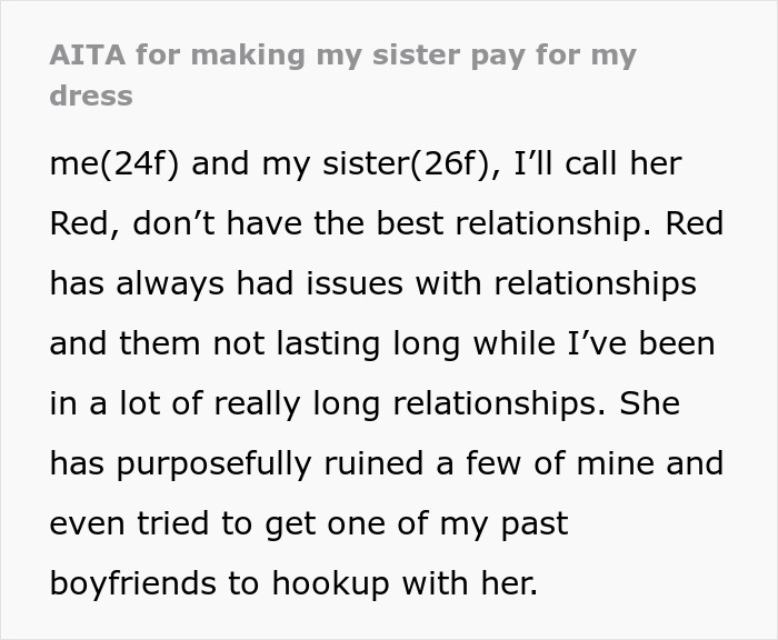 Tipsy lady in sister&rsquo;s fancy bridal gown causing drama over dress cost and relationship issues between siblings