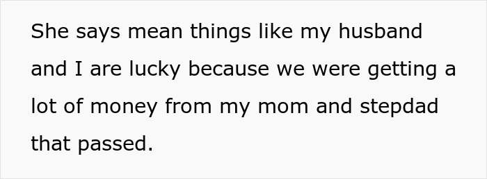 Text excerpt about a woman and her husband discussing family financial support and past losses.