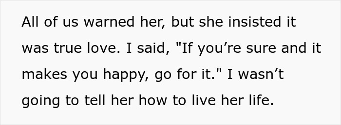 Text excerpt showing a person reflecting on a woman&rsquo;s insistence about true love despite warnings, related to a loyalty test.