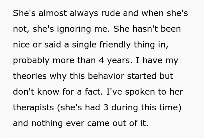 Text excerpt describing a man enduring a teen&rsquo;s rude attitude for several years and considering family consequences.