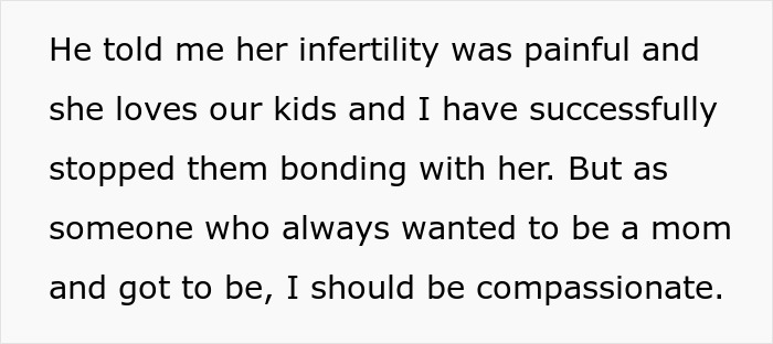 Text discussing a cheating husband upset over his mistress’s infertility and ex-wife’s indifferent attitude. Text discussing a cheating husband upset over his mistress’s infertility and ex-wife’s indifferent attitude.