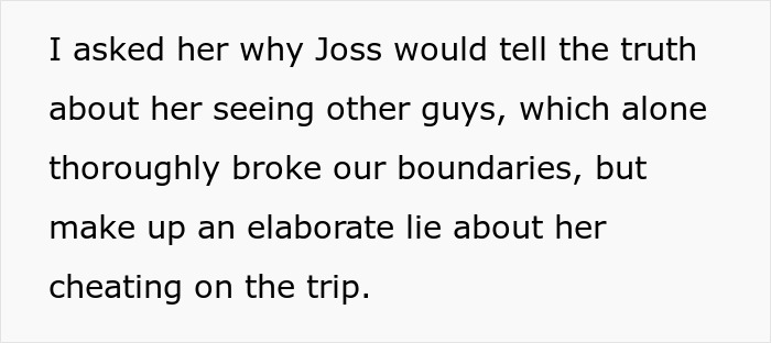Text about bride breaking no dating rule during break and claims of cheating shared by maid of honor. Text about bride breaking no dating rule during break and claims of cheating shared by maid of honor.
