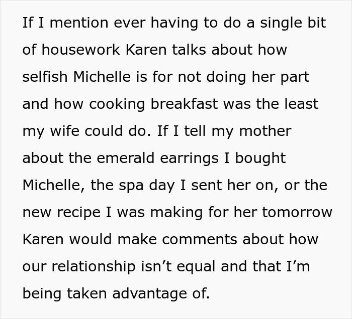 Text expressing frustration over a guy's affection for his sick wife, causing annoyance with his sister.