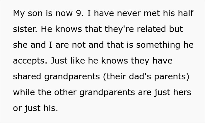 Text excerpt about a son knowing his half sister and family dynamics after a cheating scandal. Text excerpt about a son knowing his half sister and family dynamics after a cheating scandal.