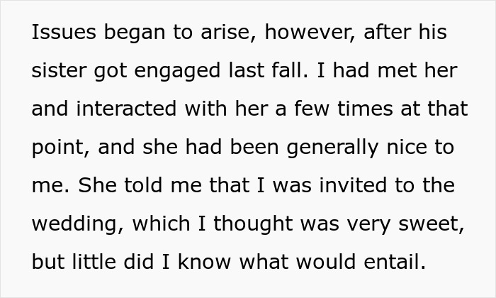 BF's Sis Targets Woman With Bizarre Wedding Rules, Shocked GF Shares Update A Year Later BF's Sis Targets Woman With Bizarre Wedding Rules, Shocked GF Shares Update A Year Later