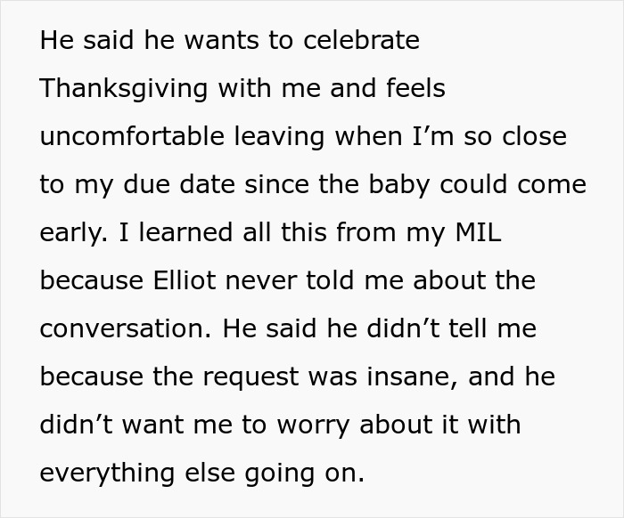Text about MIL feeling possessive and selfish after son chooses wife and baby, causing family tension before Thanksgiving.