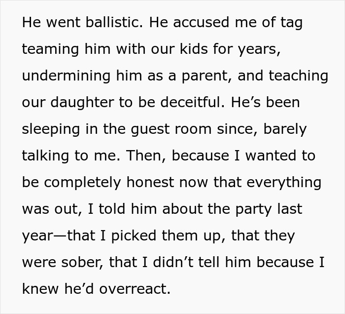 Text excerpt discussing a man’s reaction to his teen daughter’s relationship and his wife helping to hide it. Text excerpt discussing a man’s reaction to his teen daughter’s relationship and his wife helping to hide it.