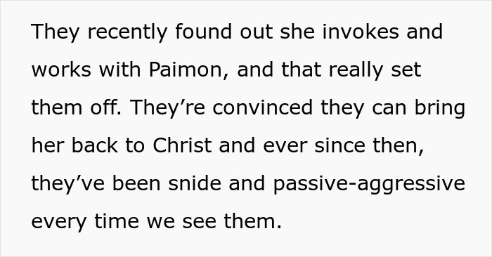 Mom reaches breaking point as in-laws mock daughter&rsquo;s paganism and bring forbidden foods at family gathering.