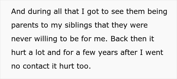 Text excerpt about estranged parents and pain from neglect after years of no contact with their son blocking expected grandkid meetings.