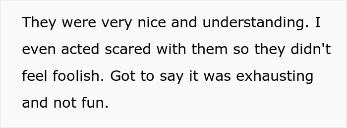 Text excerpt from a haunted hayride story where entitled parents make their scared kids a stranger's problem.