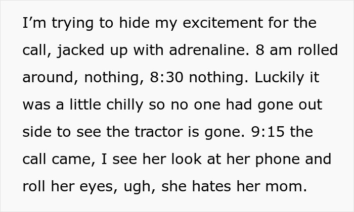 Text describing a son-in-law&rsquo;s pettiness after a toxic MIL picks a fight over an inherited tractor.