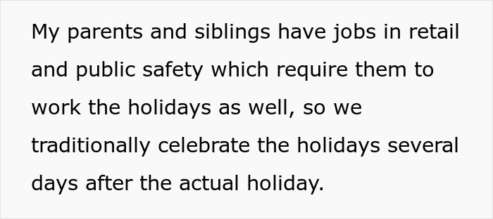 Text excerpt about family holiday work schedules highlighting hospital&rsquo;s family first vacation policy issues causing employee resignation before Christmas.