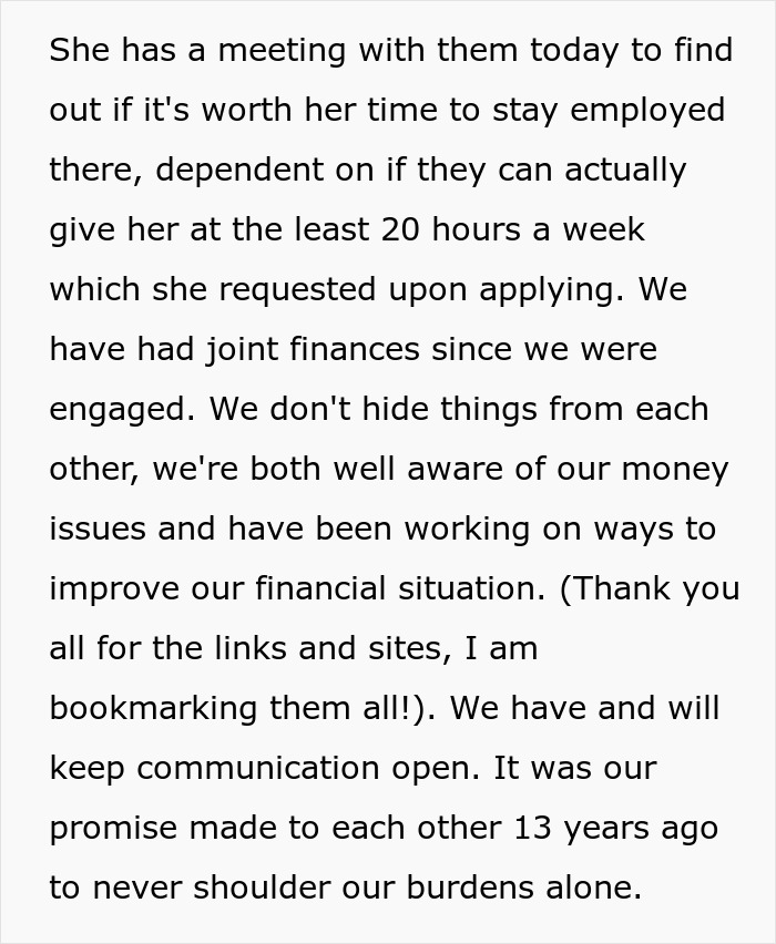 Text excerpt about financial struggles and communication regarding the father wanting to cancel Christmas due to affordability.