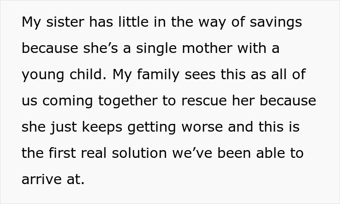 Text excerpt about a woman&rsquo;s sister asking for $4k plastic surgery to address her body dysmorphia concerns.