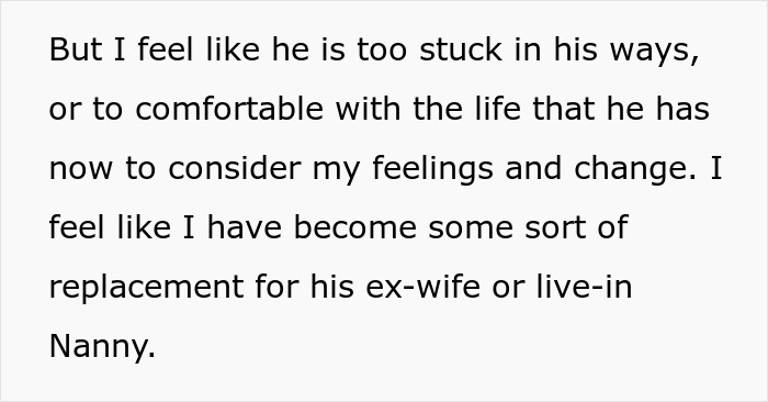 Woman moves in with boyfriend, feels like a live-in nanny with benefits, not a partner in their relationship.
