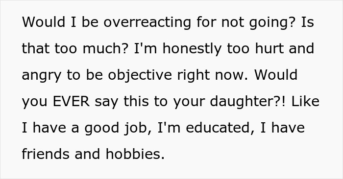 Text of a woman expressing hurt and anger about skipping Thanksgiving after receiving an unhinged text from mom. Text of a woman expressing hurt and anger about skipping Thanksgiving after receiving an unhinged text from mom.