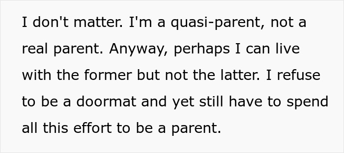 Text excerpt showing frustration of a man suffering a teen&rsquo;s rude attitude and considering dumping his whole family.
