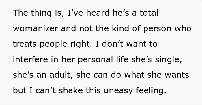 Text about a teen worried after introducing his recently divorced mom to a total womanizer and feeling uneasy.