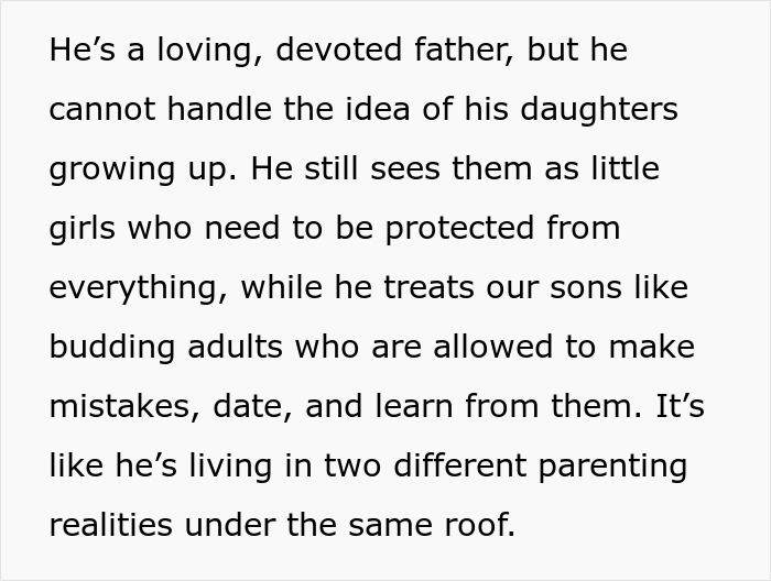 Man’s reaction to teen daughter’s relationship reveals contrasting parenting, while wife helps to hide it. Man’s reaction to teen daughter’s relationship reveals contrasting parenting, while wife helps to hide it.