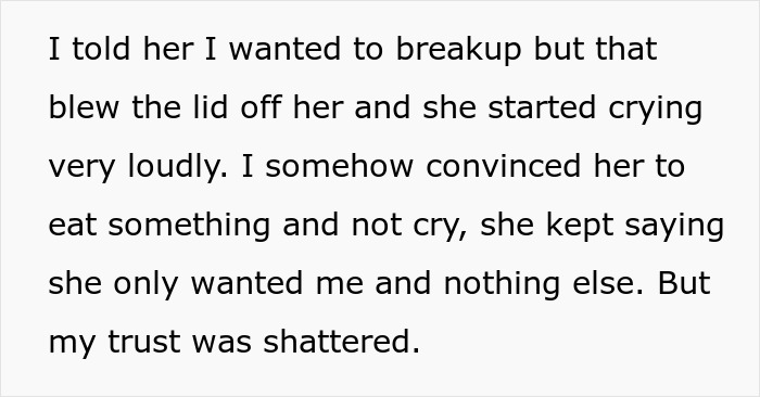 Text excerpt about a toxic girlfriend refusing to block bestie, causing trust issues as boyfriend gives an ultimatum to choose.