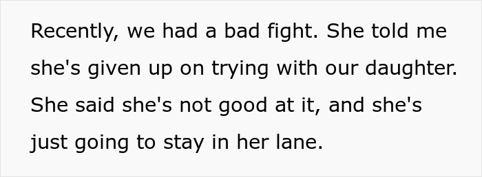 Text excerpt showing a man feeling like a single parent as his wife ignores their 10-year-old and prioritizes work over family.