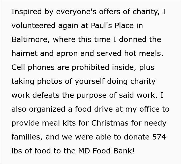 Text about volunteering and organizing a food drive to support needy families during Christmas amid affordability struggles.