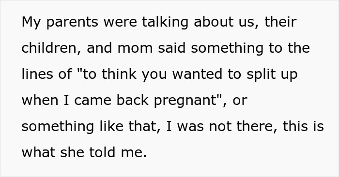 Text excerpt showing a mom mentioning an affair and pregnancy in a conversation about college money and dad.