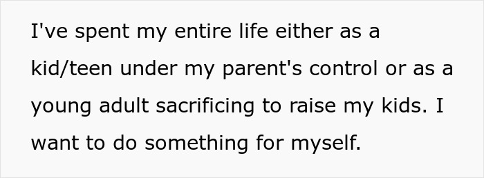Text about wanting to prioritize choosing a nose job over kids college funds to do something for oneself.