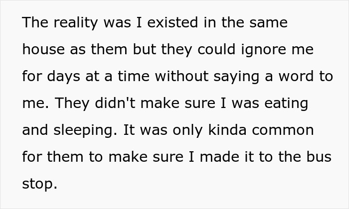 Text excerpt showing neglect by estranged parents who ignored their child&rsquo;s wellbeing for days despite living together.