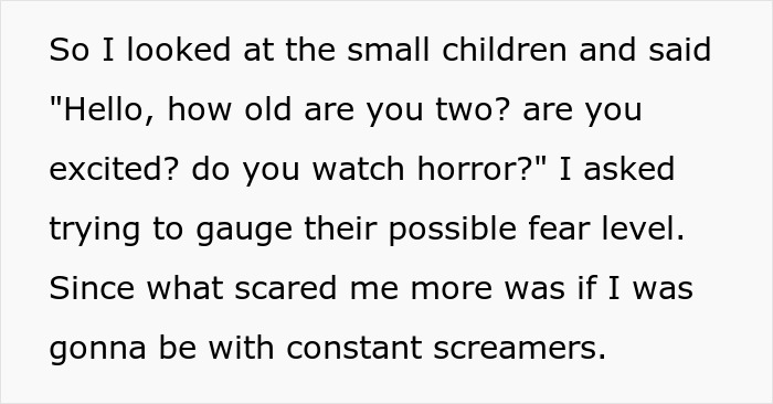 Text excerpt from a haunted hayride where parents ignore scared kids and leave them to a stranger&rsquo;s care.