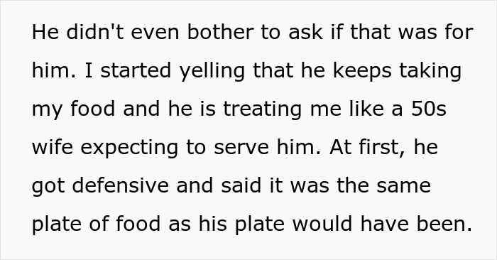 Text excerpt highlighting a guy leaving domestic chores to wife while expecting dinner served, reflecting role expectations.