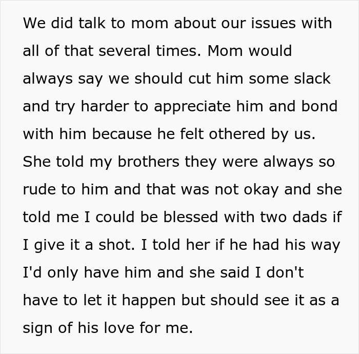 Children frustrated as stepdad tries to displace bio dad from their hearts but fails to gain their love.