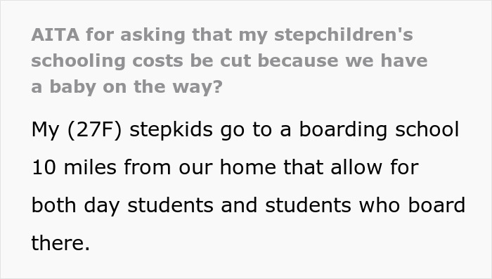 Woman asking about stepchildren attending home boarding school with mixed day and boarding students nearby