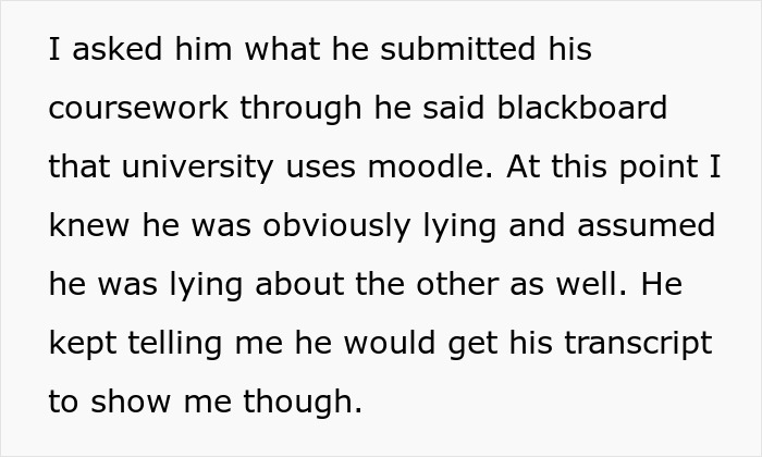 Excerpt of a wife discovering the truth after her husband lies about getting a master&rsquo;s degree.