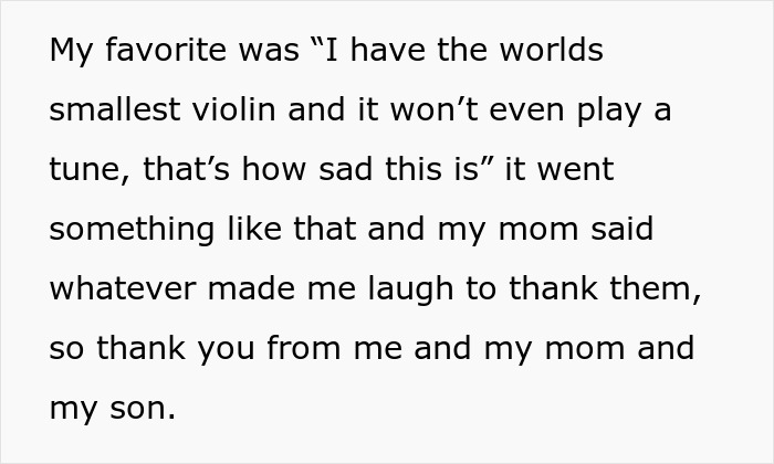 Text excerpt discussing a personal story about laughter amidst family challenges with a focus on postpartum and relationship issues.