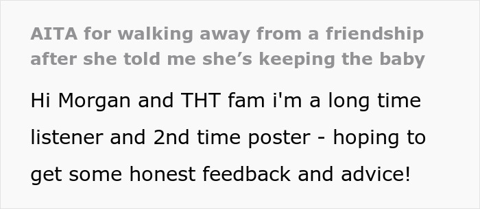 Text post about walking away from an irresponsible friend after she reveals she is pregnant, seeking advice.