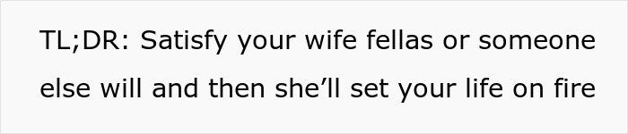 Text image with a relationship advice message about satisfying your wife to avoid problems.