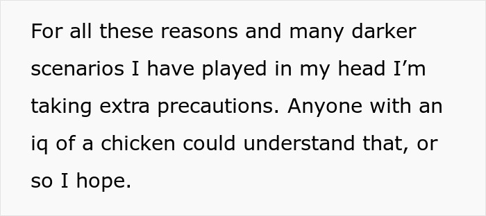 Text excerpt discussing woman taking extra precautions after imagining darker scenarios about her supportive husband. Text excerpt discussing woman taking extra precautions after imagining darker scenarios about her supportive husband.