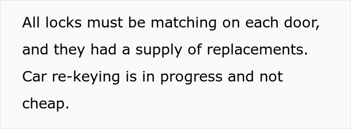 Car re-keying in progress after man kicks out girlfriend for secretly clubbing and losing his car keys.