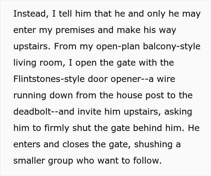Woman&rsquo;s unexpectedly savage revenge on petty neighbor involves a clever door opener and strict gate rules causing panic.