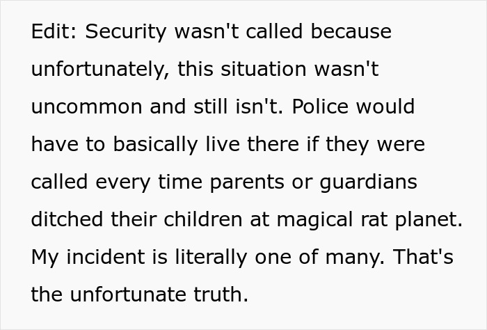 Theme park worker left carrying unknown baby for 30 minutes as parents vanish into crowded area at amusement park.