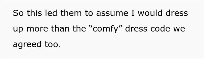 Text on plain background showing a message about assumptions related to dress code at a Friendsgiving event. Text on plain background showing a message about assumptions related to dress code at a Friendsgiving event.