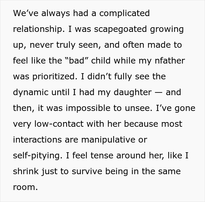 Mom explains why she feels deeply uncomfortable leaving baby alone with mom or MIL due to complicated family dynamics.