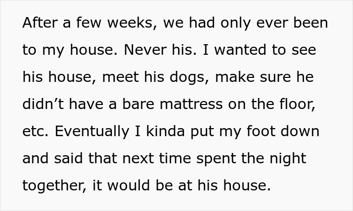 Text excerpt from story about woman deciding to spend the night at boyfriend&rsquo;s house before exposing the cheaters.