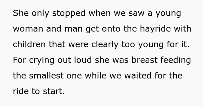 Entitled parents go on haunted hayride leaving scared kids with strangers while they enjoy the ride without concern.