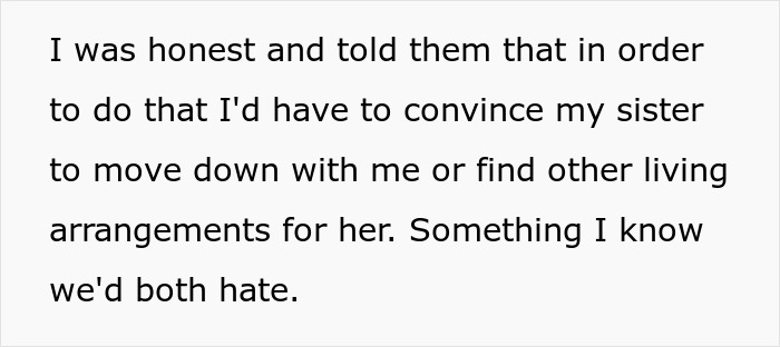 Text about caretaker frustrated with sister&rsquo;s guilt trips after years of sacrificing career and difficult living arrangements.