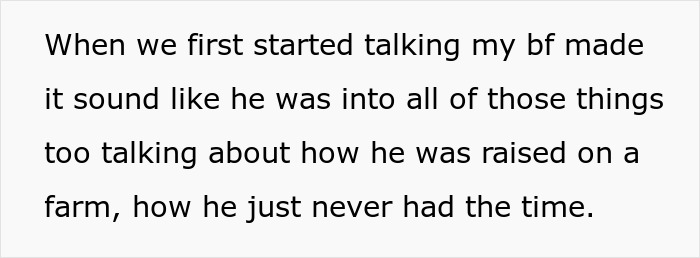 Text excerpt from a woman's story about moving in with boyfriend and realizing he wanted a nanny with benefits, not a partner.