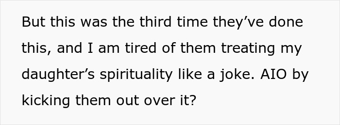 Mom reaches breaking point as in-laws mock daughter&rsquo;s paganism and bring forbidden foods during family gathering.