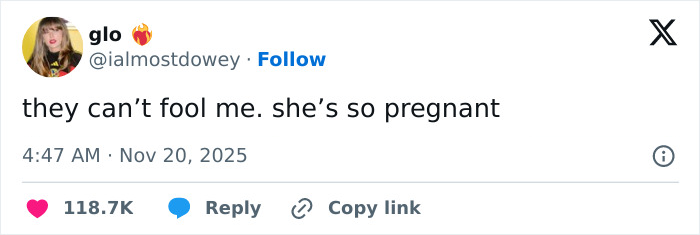 Screenshot of a social media post with a comment about Zendaya being pregnant, related to the leaked video with Tom Holland.