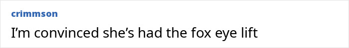 Text post on a social media platform stating a user is convinced Ariana Grande has had a fox eye lift plastic surgery.